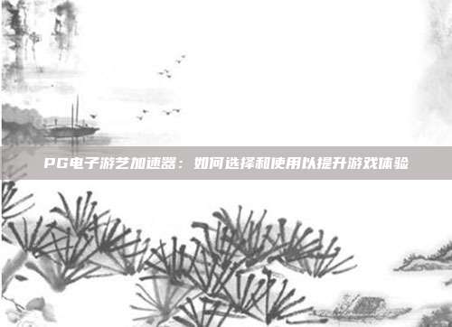 PG电子游艺加速器:如何选择和使用以提升游戏体验
