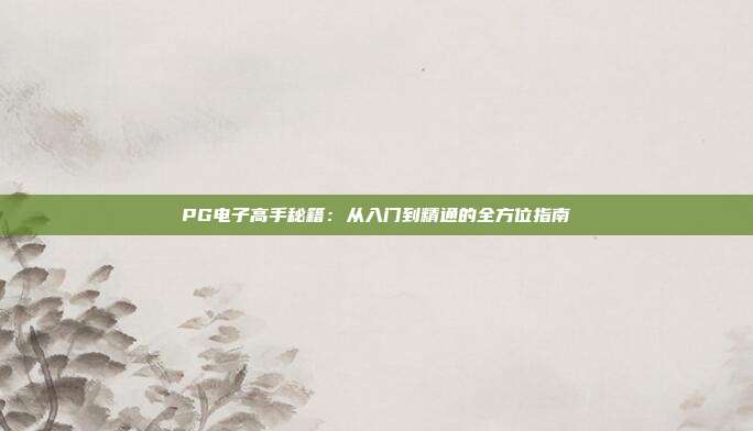 PG电子高手秘籍:从入门到精通的全方位指南