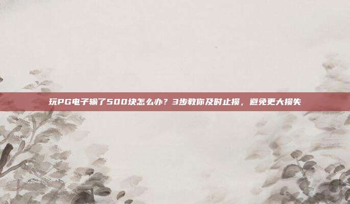 玩PG电子输了500块怎么办？3步教你及时止损，避免更大损失