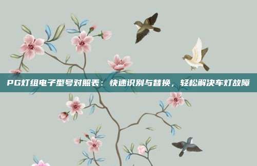 PG灯组电子型号对照表：快速识别与替换，轻松解决车灯故障