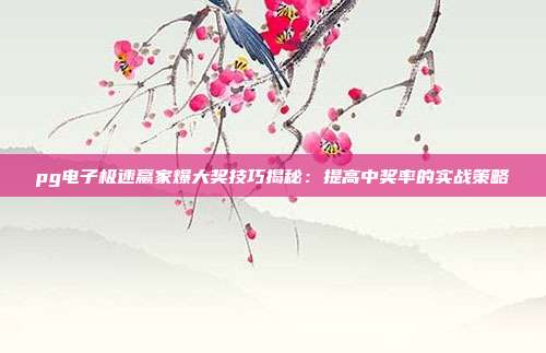 pg电子极速赢家爆大奖技巧揭秘：提高中奖率的实战策略